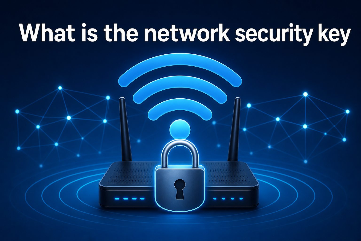 Close-up of a Wi-Fi router with a secure password key concept